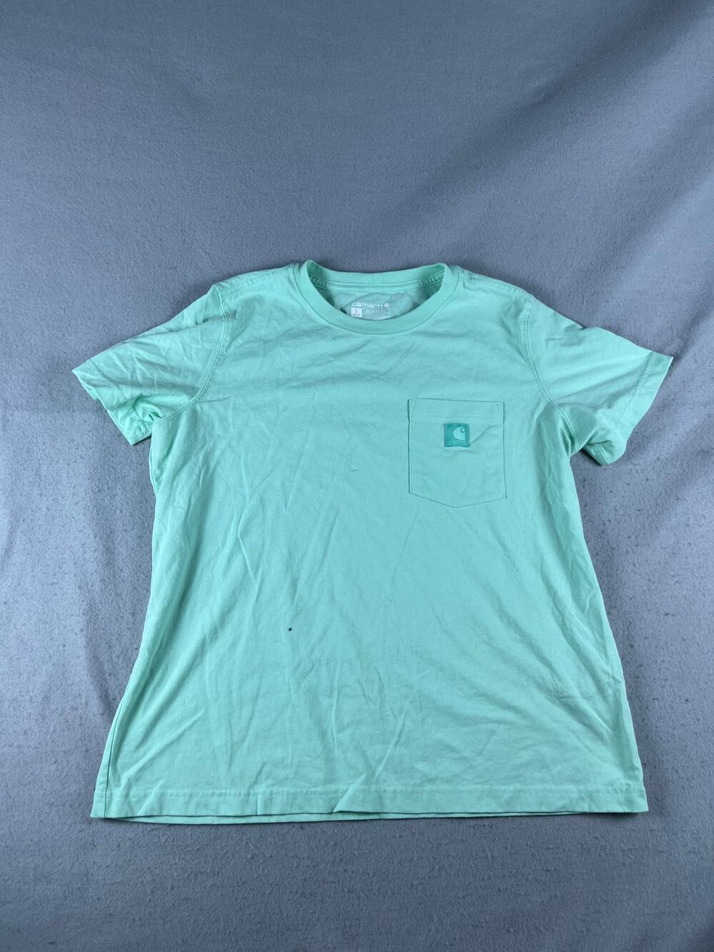 Carhartt Pocket Shirt Womens L Mint Green Crew Neck Relaxed Fit Work Outdoor Tee